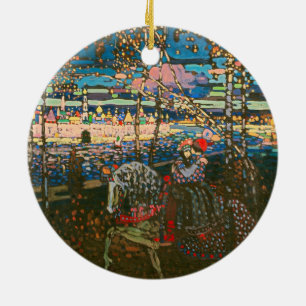 Abstract Kandinsky Riding Paar Kleurrijk Keramisch Ornament