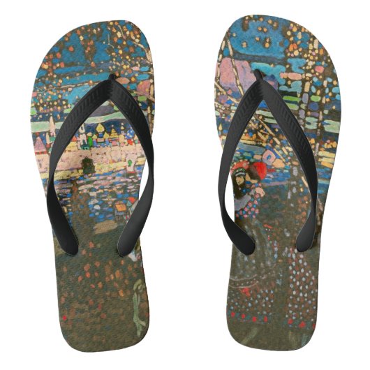 Abstract Kandinsky rijdend paar kleurrijk Teenslippers (Voetbed)