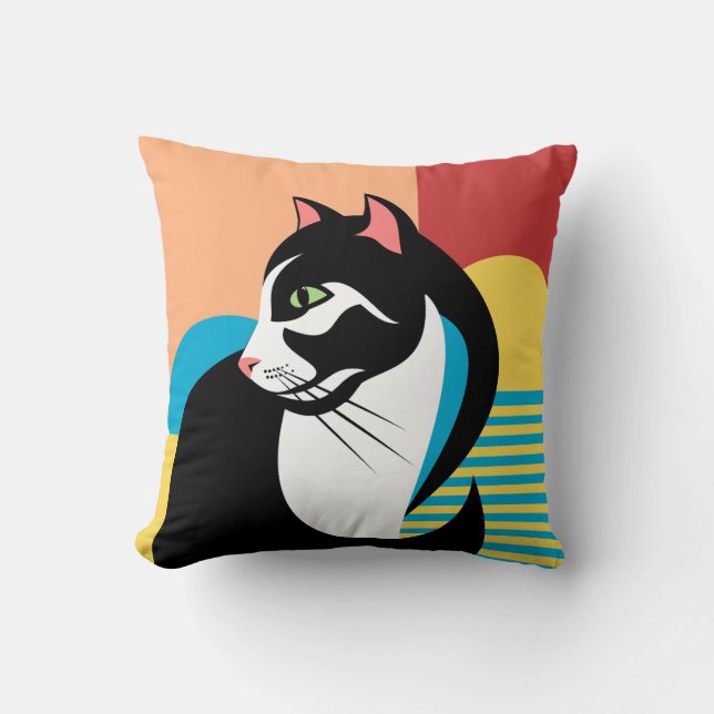 Abstract kat ontwerp kussen (Voorkant)