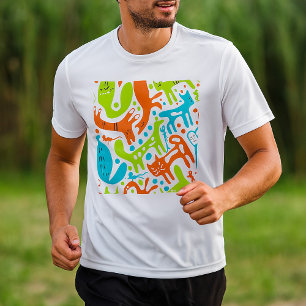 Abstract kattenpatroon grillige moderne huisdieren t-shirt