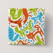 Abstract kattenpatroon grillige moderne huisdieren vierkante button 5,1 cm (Voorkant)
