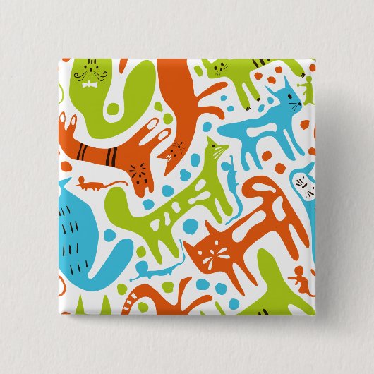 Abstract kattenpatroon grillige moderne huisdieren vierkante button 5,1 cm (Voorkant)