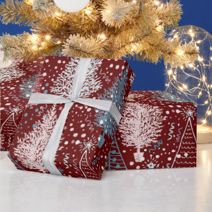 Abstract kerstboompatroon cadeaupapier