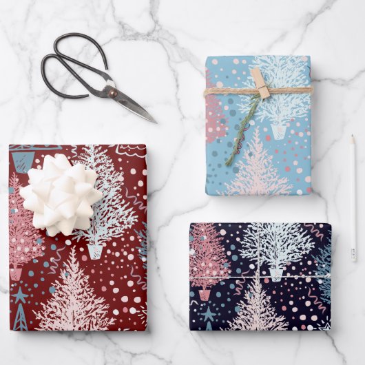 Abstract kerstboompatroon inpakpapier vel (Voorkant)