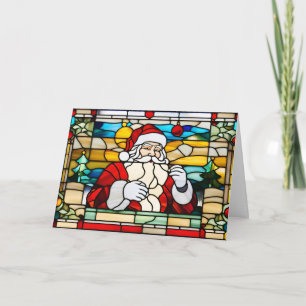 Abstract Kerstman van Gebrandschilderd Glas Feestdagen Kaart