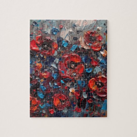 Abstract klaprozen schilderij legpuzzel (Verticaal)