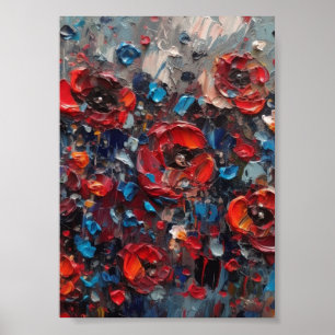 Abstract klaprozen schilderij poster