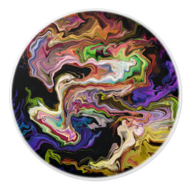 Abstract kleuren Orquidia in het donker Keramische Knop