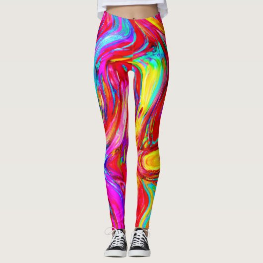 Abstract kleurenblastpatroon leggings (Voorkant)