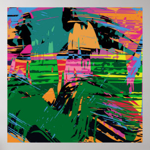 Abstract kleurenpatroon in graffiti stijl v poster