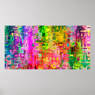 Abstract kleurenpixel poster