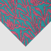 Abstract kleurenrood roze en Blauwgroen patroon Tissuepapier (Detail)