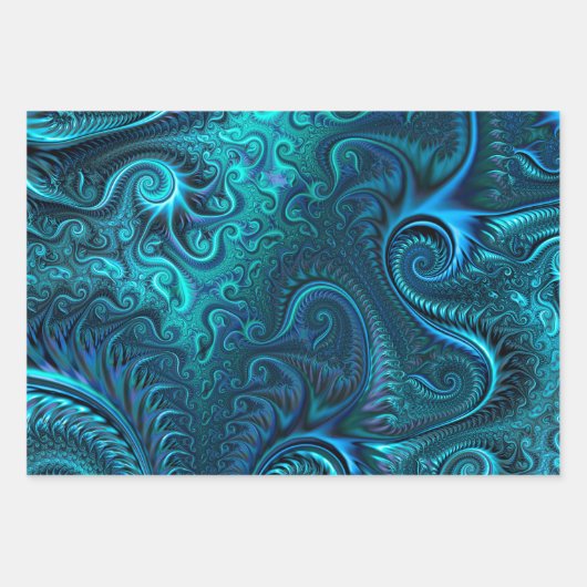 Abstract kleurig blauw en Blauwgroen spiraal patro Inpakpapier Vel (Voorkant)
