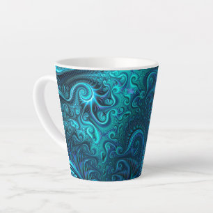 Abstract kleurig blauw en Blauwgroen spiraal patro Latte Mok