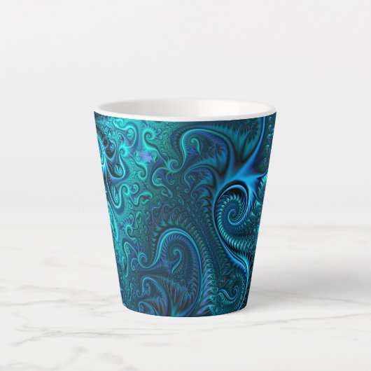 Abstract kleurig blauw en Blauwgroen spiraal patro Latte Mok (Voorkant)