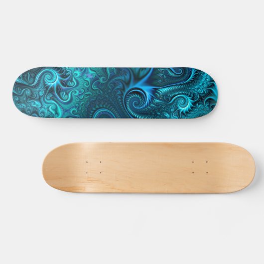 Abstract kleurig blauw en Blauwgroen spiraal patro Skateboard (Horizontaal)