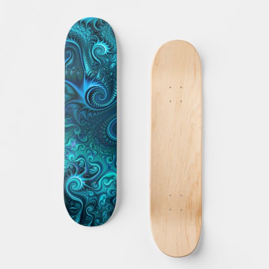 Abstract kleurig blauw en Blauwgroen spiraal patro Skateboard (Voorkant)