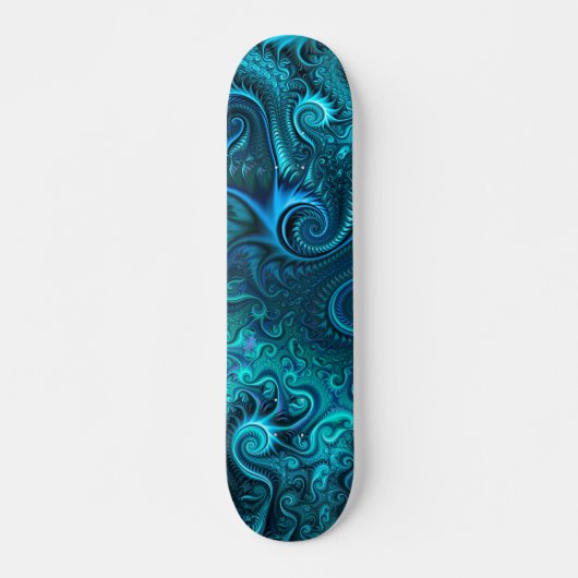Abstract kleurig blauw en Blauwgroen spiraal patro Skateboard (Voorkant)