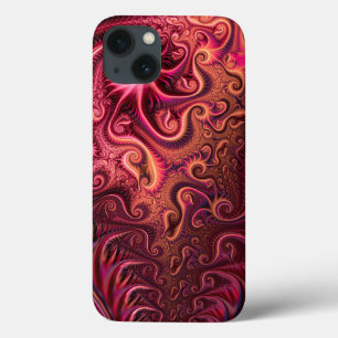 Abstract kleurig Burgundy Carmine Spiral Patroon iPhone 13 Hoesje