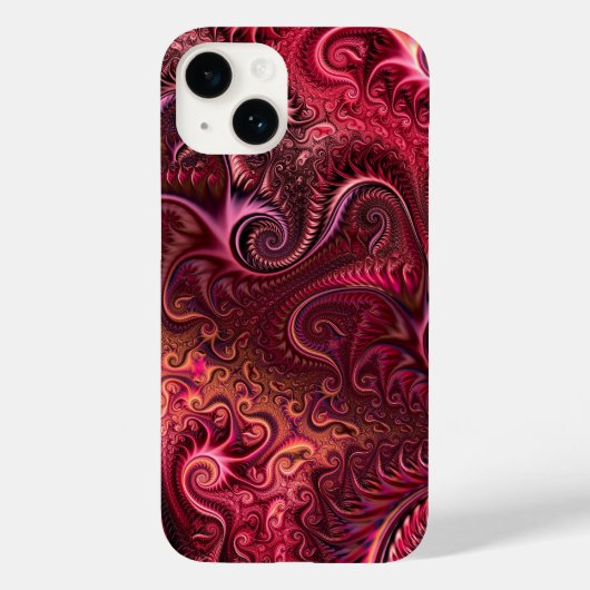 Abstract kleurig Burgundy Carmine Spiral Patroon Case-Mate iPhone Case (Achterkant)