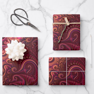 Abstract kleurig Burgundy Carmine Spiral Patroon Inpakpapier Vel
