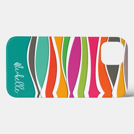 Abstract kleurig geometrisch golvend patroon naam Case-Mate iPhone case (Achterkant (horizontaal))