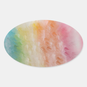 Abstract kleurig roze rood geel blauw blanco ovale sticker
