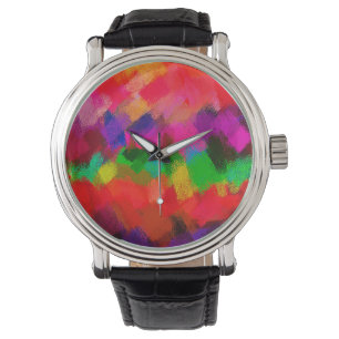 Abstract kleurig schilderen #3 horloge