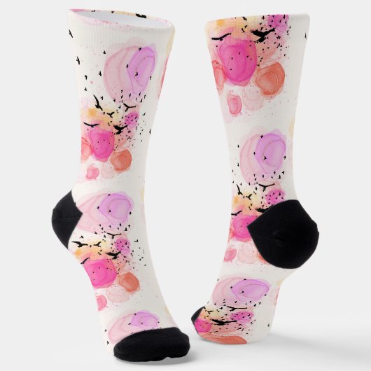 Abstract kleurig vogelpatroon sokken (Gebogen)