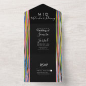 Abstract, kleurig zwart script all in one uitnodiging (Binnen)