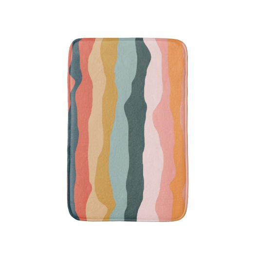 Abstract kleurrijk aards koraal streep patroon badmat (Voorkant Verticaal)