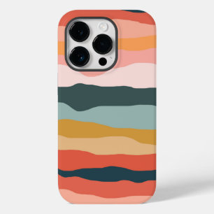 Abstract kleurrijk aards koraal streep patroon Case-Mate iPhone 14 pro hoesje