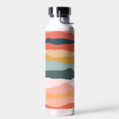 Abstract kleurrijk aards koraal streep patroon waterfles (Links)