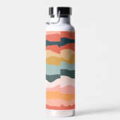 Abstract kleurrijk aards koraal streep patroon waterfles (Rechts)