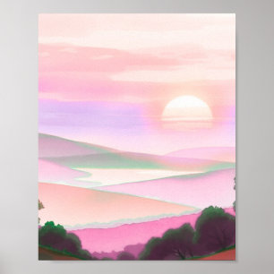 Abstract Kleurrijk Berglandschap Illustratie  Poster