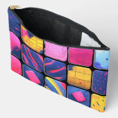 Abstract kleurrijk blokpatroon etui (Open)