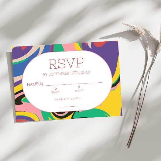 Abstract Kleurrijk Bold Modern Groovy RSVP Kaartje