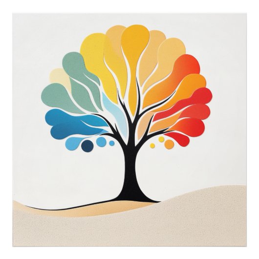 Abstract kleurrijk boomontwerp foto afdruk (Voorkant)
