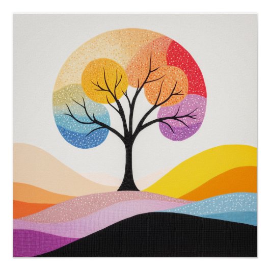 Abstract kleurrijk boomontwerp perfect poster (Voorkant)