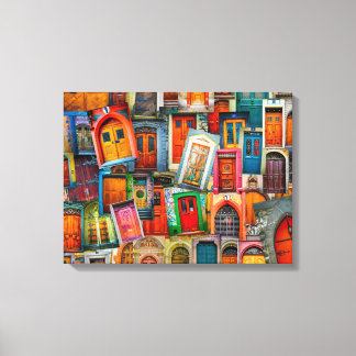 Abstract Kleurrijk Deurpatroon Fine Art Canvas Afdruk