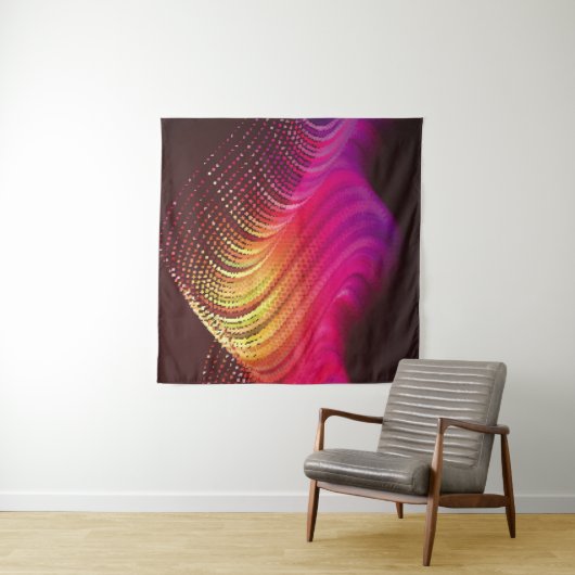 Abstract kleurrijk digitaal landschap met stromend wandkleed (In Situ (horizontaal))