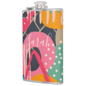 Abstract Kleurrijk Geometrisch Monogram Naam Ontwe Heupfles (Links)