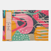 Abstract Kleurrijk Geometrisch Monogram Naam Ontwe Theedoek (Horizontaal)