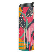 Abstract Kleurrijk Geometrisch Monogram Naam Ontwe Thermosbeker (Gedraaid links)