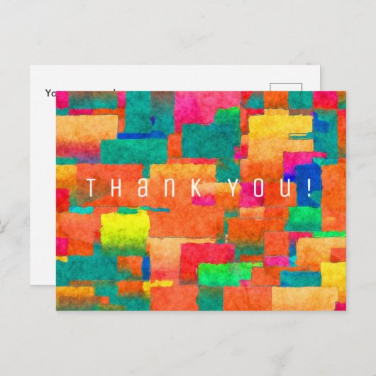 Abstract kleurrijk geometrisch patroon en bedankt briefkaart (Voorkant / Achterkant)