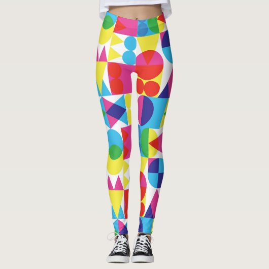 Abstract kleurrijk geometrisch patroonontwerp. leggings (Voorkant)