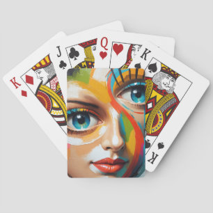 Abstract kleurrijk geschilderd gezicht pokerkaarten