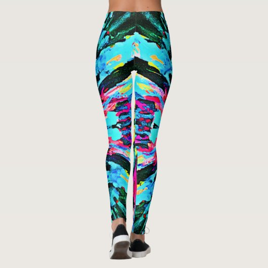 Abstract kleurrijk gloedpatroon leggings (Achterkant)