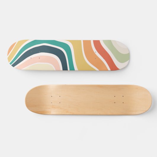 Abstract kleurrijk golvend patroon skateboard (Horizontaal)