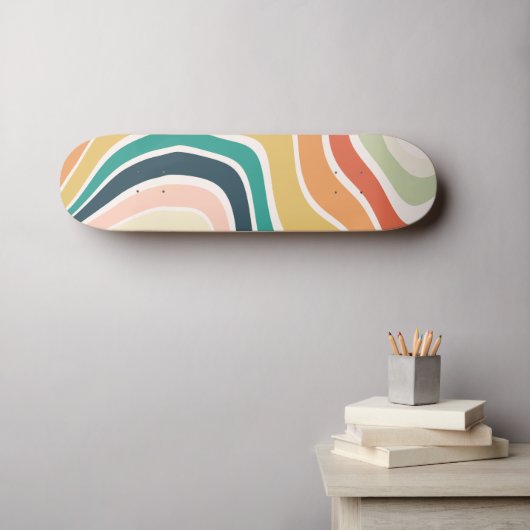 Abstract kleurrijk golvend patroon skateboard (Muurkunst (Horizontaal))